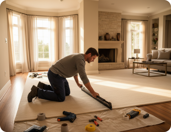 Professional stair carpet installation in Kitchener home